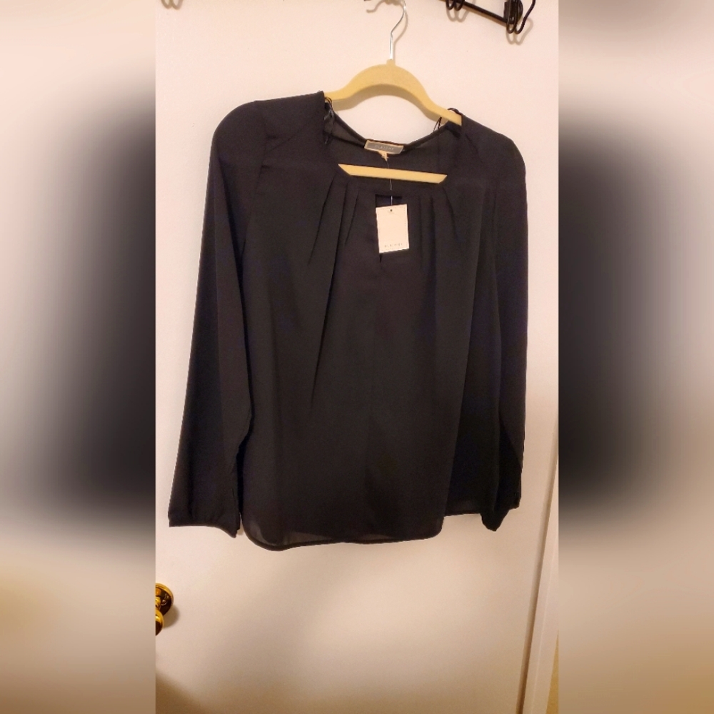 Pleione Black Long Sleeve Blouse Size L